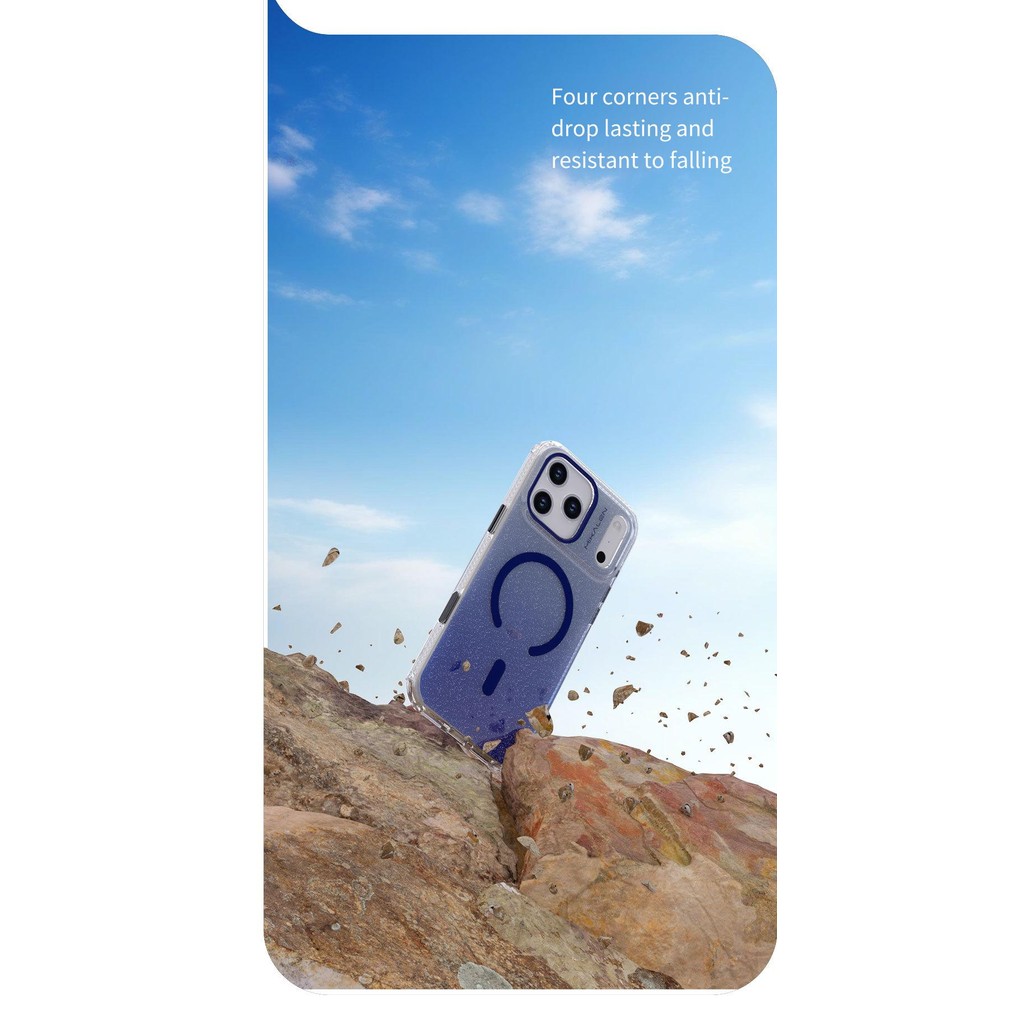 Ốp điện thoại Mikalen iPhone 17Pro từ tính 17 Pro max Nút ảnh lấp lánh Gradient Vỏ bảo vệ chống sốc trong suốt