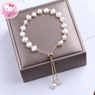 Moonlights Thanh Lịch - Vòng tay nữ đá quý baroque và ngọc trai đính hạt, điều chỉnh được, trang sức tiệc sinh nhật ngọt ngào