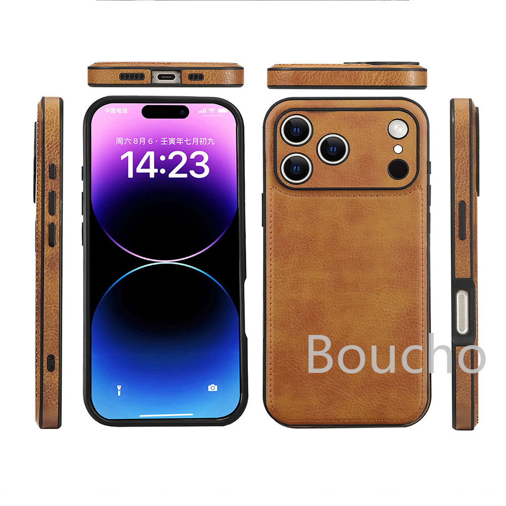 Ốp Lưng Cho iPhone Air 17 Pro Max Ốp Điện Thoại Chống Sốc Cho iPhone 14 15 16 Plus Pro Max 16E 16Promax 17Pro Luxury Slim Fit Premium Leather Back Cover