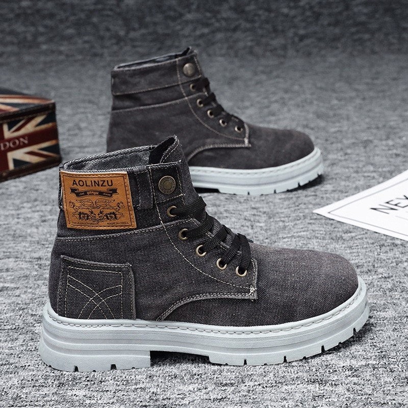 Size Lớn 48 Giày Nam 2026 Giày Cao Cấp Mới Denim Casual Đa Năng Bảo Hộ Lao Động Martin Hợp Thời Trang