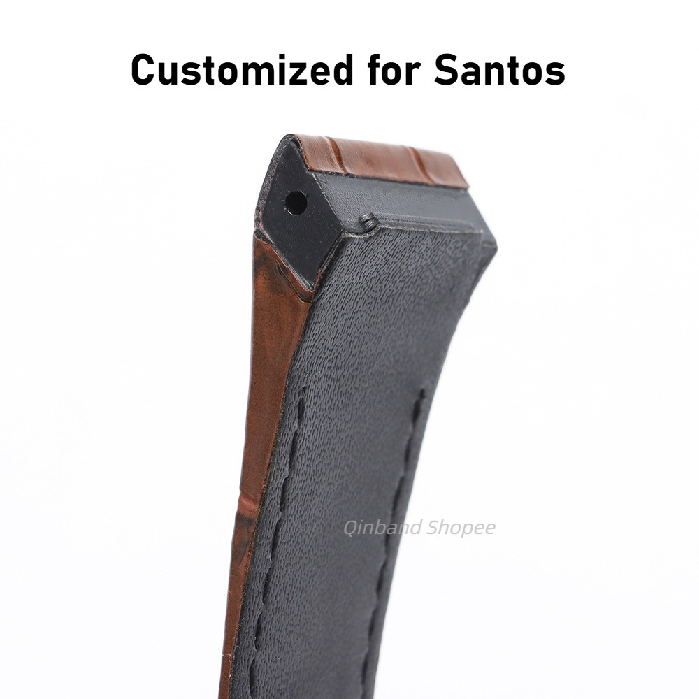 Dây đeo đồng hồ bằng da thật cho Santos 100 Series Vòng đeo tay đồng hồ có khóa cho nam nữ Dây đeo đồng hồ thay thế bằng tre hoa văn bằng da bò