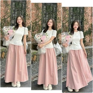 SET Áo Váy Bigsize Nữ Nàng Thơ Áo Babytee ôm body Kèm Chân Váy Dài Bồng Xòe Nữ Tính SET842