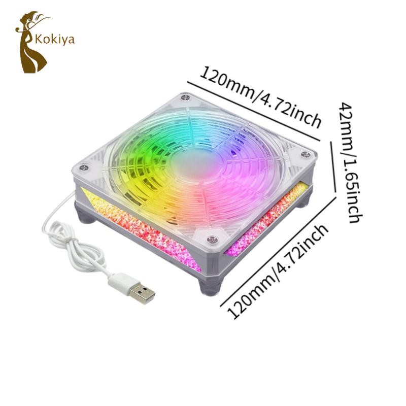 Kokiya USB Quạt tản nhiệt Quạt máy tính 5V Dễ dàng lắp đặt Máy tính làm mát 12cm yên tĩnh cho bồn rửa CPU Tản nhiệt PC Khung gầm