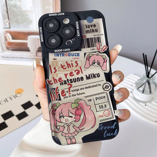 Ốp điện thoại Hatsune Miku Sticky Notes cho iPhone 17 / 17Air / 16E / 15 Plus / 14 / 13 / 12 / 11 / Pro Max. Chống sốc rơi. Hộp đựng túi khí kiểu áo khoác silicon lỏng che phủ toàn diện
