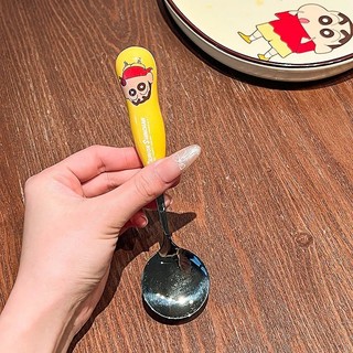 Tay Cầm Gốm Crayon Shin-Chan Hoạt Hình Hộ Gia Đình Bộ Đồ Ăn Nĩa Thìa Bộ Dễ Thương Cho Bé Đũa Bộ Thìa Giá Trị Cao UA0B