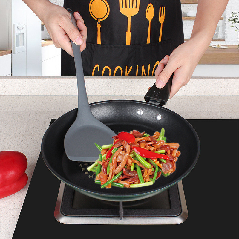 Mới Thép Tấm Silicon Đồ Dùng Nhà Bếp Cấp Thực Phẩm Thìa Silicon Nhà Bếp Hộ Gia Đình Chống Dính Chảo Nấu Ăn Thìa Lọc Dầu Thìa I4RE