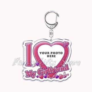 Custom Text I Love My Boyfriend Girlfriend Keychains Key Chain Photo Wife Mommy Daddy King Queen Personaliz