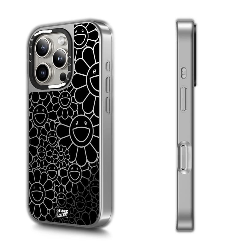 TAKASHI MURAKAMI x CASECASE: FLOWERS BLOOM MULTI-FLOWERS (RAINDOW) Ốp điện thoại iPhone hút từ tính cho iPhone 17 Air 16 15 14 13 12 Pro Max Plus logo khắc