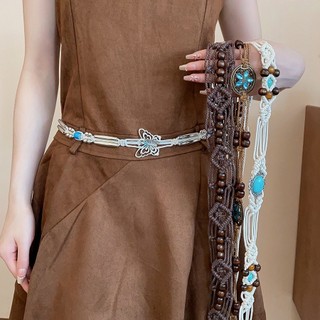 Hạt gỗ Boho với dây gai dầu - Phụ kiện thời trang đơn giản gồm dây nịt và vòng cổ