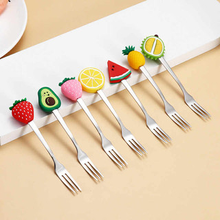 2 Dĩa ăn Hoa Qủa Hình Trái Cây,Nĩa Xiên Trái Cây,Bánh Ngọt Cán Qủa Dâu Xinh Xắn