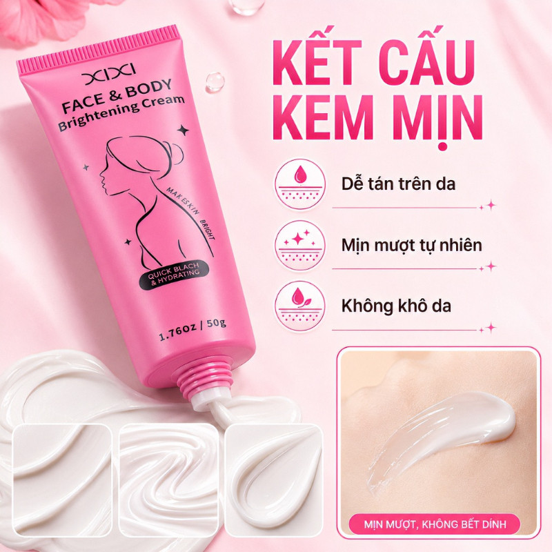 XIXI Kem Nâng Tone Mặt & Body, Sáng Mịn Tự Nhiên, Dưỡng Ẩm, Dễ Tán Không Bết Dính 70g wm004
