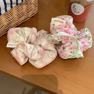 VFZ Thời Trang Hàn Quốc Hoa Scrunchies Nữ Cô Gái Tóc Co Giãn Dây Cao Su Phụ Kiện Buộc Tóc Vòng Dây Mũ Đội Đầu OTE