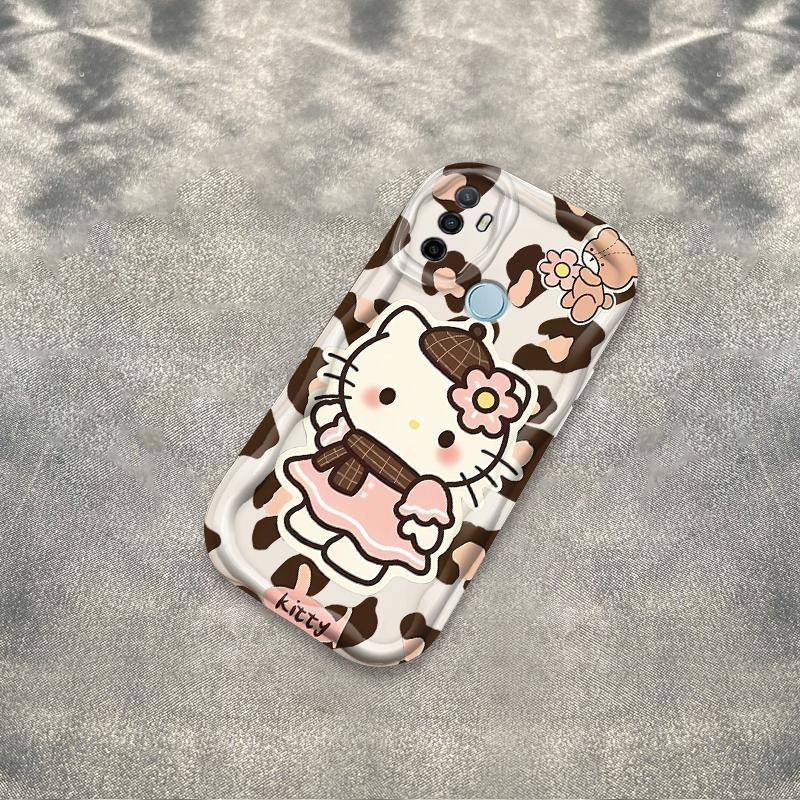 Ốp Silicon Hoạt Hình Cho OPPO A53 A33 2020 A32 Điện Thoại Thông Minh 3D Mềm Ốp lưng TPU Họa Tiết Da Báo Kitty Ốp Lưng Chống Sốc