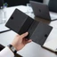 Nam Da PU Thẻ Ngắn Đựng Ví Doanh Nhân Có Thể Gập Lại In Logo Cổ Điển