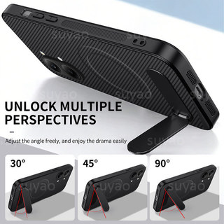 Dành Cho Poco X8 Pro Max ProMax X7 2026 Ốp lưng Giá Đỡ Sợi Carbon Vỏ PocoX8ProMax PocoX8Pro PocoX7Pro Vỏ Bảo Vệ Chống Sốc Bằng Da Từ Tính