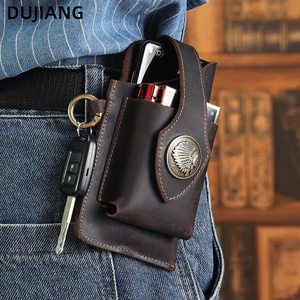 Túi Thắt Lưng Nam 65798|F Da bò lớp đầu tiên|Tay nghề tinh tế da ngựa điên|Chống mài mòn Chống trầy xước|Chỉ khâu cổ điển màu trơn|Túi đựng điện thoại di động 8 Inch|Da Thật Chính Hãng Nam|Túi đựng điện thoại di động thể thao ngoài trời