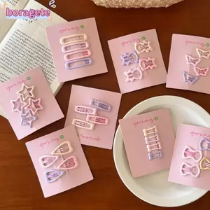 BORAGETE 4 Cái / bộ Kẹp Tóc, Kẹp Tóc Hình Học Ngọt Ngào, Barrettes Dễ Thương Đầy Màu Sắc Thời Trang Cho Bé Gái
