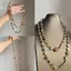 Vòng Cổ Dài AMBU, Vòng Cổ Cổ Bohemian Cổ Điển, Vỏ Xếp Chồng Thời Trang Đính Hạt Nhiều Màu Sắc Và Xanh Lá Cây Hai Lớp Vòng Cổ Nữ Bé Gái