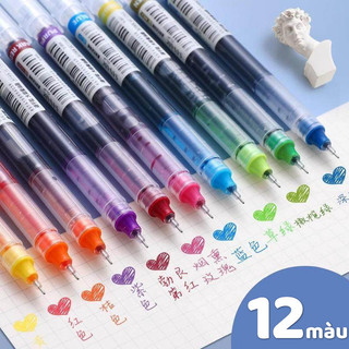 Set bút gel nhiều màu ngòi 0.5mm kim tinh viết mượt mực đều nhanh khô cho học sinh văn phòng hot