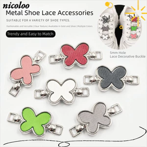 NICOLOO 1 Cặp Kẹp Dây Giày, Khóa Dây Giày Hợp Kim Trang Trí Bướm, Thời Trang Có Thể Tháo Rời Không Buộc Thiết Kế Giày Charm Khóa Giày Phụ Kiện Phụ Kiện Giày