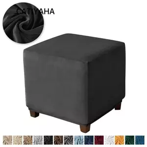 Vỏ bọc tựa chân CATIYAHA, Vỏ nhung vuông Ottoman, Vỏ bọc ghế đẩu Pouf đàn hồi màu trơn bền bỉ