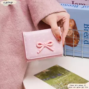 Ví Ngắn CPINCP, Ví Đựng Tiền Xu Da PU Màu Dopamine, Nơ Di Động Dung Tích Lớn Đựng Thẻ Nữ Cô Gái