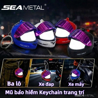 Móc khóa xe máy SEAMETAL Móc khóa mũ bảo hiểm cao cấp Có đèn LED Ống kính thể mở được Móc chìa khóa trang trí