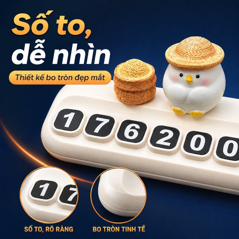 Bảng Số điện Thoại ô Tô Hình Gà Dễ Thương Biển Số Tạm Gắn Taplo Trang Trí Nội Thất Xe