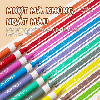Màu acrylic marker 24/36/48 màu ngòi brush chất lượng lấp lánh cho học sinh tập vẽ tranh sáng tạo