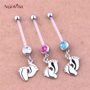 AqToCna Linh Hoạt Mang Thai Cho Bé Chân Bé Trai Bé Gái Bụng Thanh Rốn Nhẫn Xuyên AqToCna
