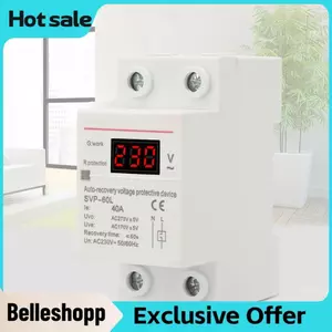 Belleshopp Phục hồi điện áp Phục hồi tự động 230V 50Hz 40A 8.8KVA 35mm Lắp đặt đường ray DIN Thiết bị bảo vệ quá áp và thiếu điện áp