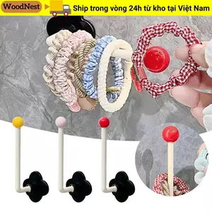 Móc lưu trữ băng đô WOODNEST, Móc treo vải treo tường hình chữ L, Giá đựng đồ nhà bếp Dopamine miễn phí đục lỗ