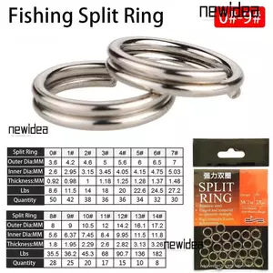 NEWIDEA 25-50 chiếc Vòng Jigging, Vòng chia tách câu cá 3mm-9mm, Dụng cụ câu cá bền bỉ Đầu nối thu hút bằng thép không gỉ 304 hạng nặng