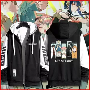 BH2 SPY X FAMILY Frieren Beyond Journeys End Chainsaw Man Jujutsu Kaisen Áo khoác có mũ trùm đầu có dây kéo áo khoác HB2