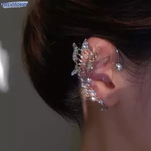 Bluelover Thời Trang Lấp Lánh Pha Lê Tiên Bướm Vòng Đeo Tai Không Xuyên Kẹp Bông Tai Thanh Lịch Kẹp Tai Cho Nữ Tinh Tế Vòng Đeo Tai Trang Sức Cưới Mới