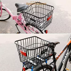 Giỏ xe đạp leo núi IAPPORTUNIA, Dễ dàng lắp đặt Giỏ sau xe đạp bền cố định, Ba lô kim loại màu đen / bạc có thể điều chỉnh Lưu trữ phụ kiện xe đạp gấp cho trẻ em