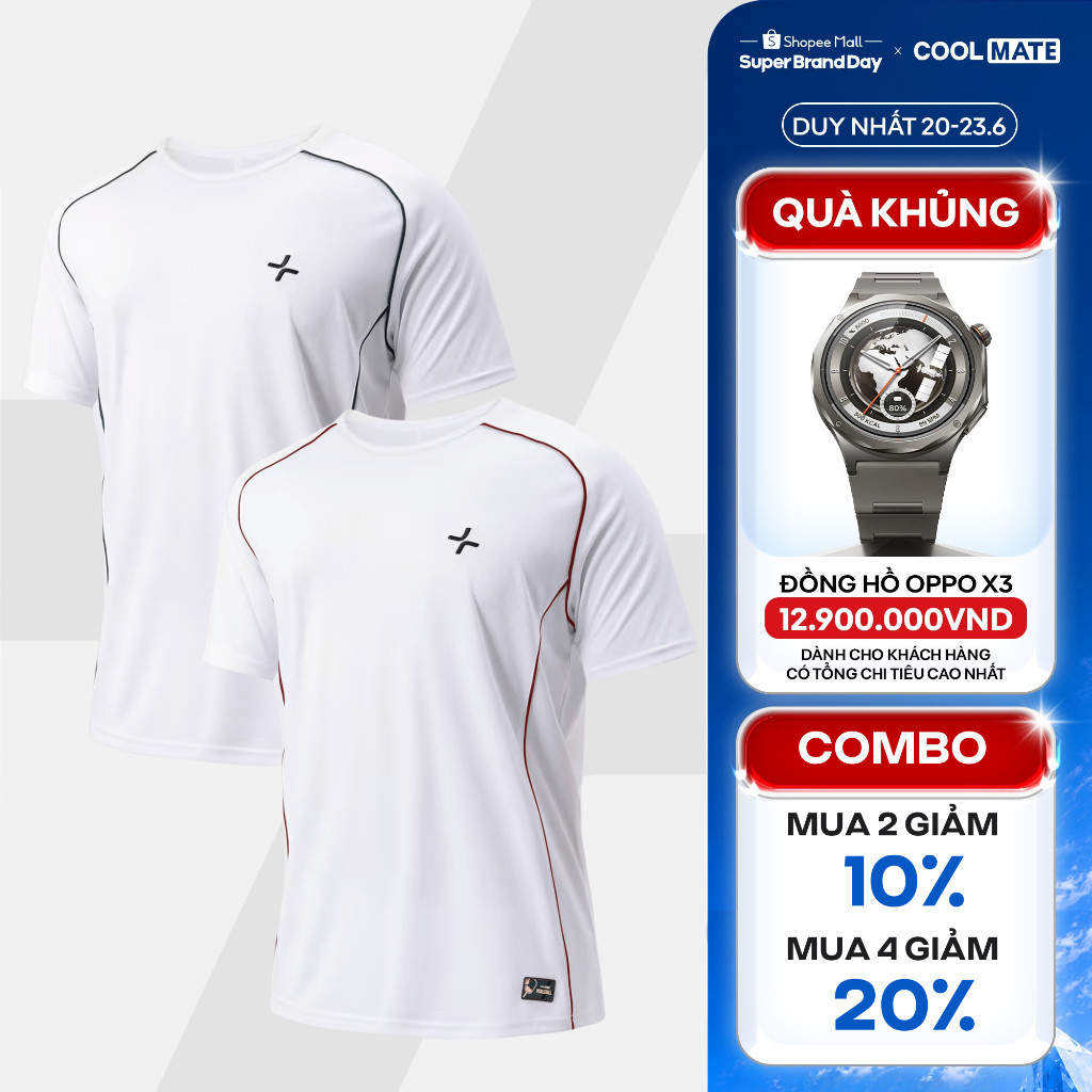 [MUA 4 GIẢM 20%]Combo 2 Áo thun thể thao nam Tennis, Pickleball Driveshot Essentials Nhanh khô Thoáng khí Coolmate