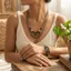 Bộ vòng cổ SAMO Boho, Dây hạt nhiều lớp Bộ trang sức hạt gỗ, Hạt gỗ sành điệu Dây buộc có thể điều chỉnh thủ công Trang sức dệt tay Trang sức mặc hàng ngày