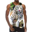 Tiger 3D Tank Top Nam, Áo Vest Bông Tai Kẹp Chữ Động Vật, Mềm Mại Thoáng Khí Dạo Phố Thường Ngày Tee