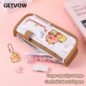 Túi đựng bút chống bụi bẩn GETVOW, có túi nhỏ Bút chì Capybara, Túi đựng văn phòng phẩm sức chứa lớn dễ thương dành cho sinh viên