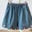 Mùa hè Phong cách mới Hoạt hình Miếng dán viền ren Quần short Denim eo co giãn