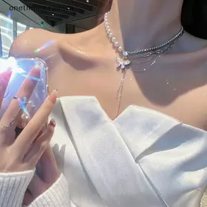 VFZ Sáng Bóng Pha Lê Bướm Nelace Tinh Tế Nhiều Lớp Ngọc Trai Xương Đòn Dây Buộc Cho Nữ 2022 Xu Hướng Trang Sức Thẩm Mỹ OTE