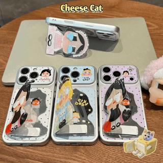 Có Thể Gập Lại Gương Đứng Dễ Thương Khóc Búp Bê Bao Da Cho iPhone 17 11 12 13 14 15 Plus Xs Max XR 7 Plus 16 Pro Max