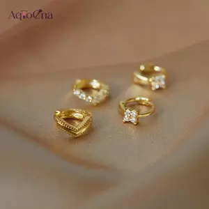 AqToCna Nhỏ Sáng Bóng Zircon Hình Học Hoa Vòng Bông Tai Dành Cho Nữ Bé Gái Thời Trang Dự Tiệc Quyến Rũ Sang Trọng Trang Sức AqToCna