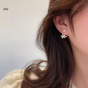 JULYHOT 1 Cặp Bông Tai Hoa Ngọc Trai Phong Cách Hàn Quốc Bông Tai Kim Cương Kẻ Sọc Vàng Cho Nữ Ánh Sáng Thời Trang Phụ Kiện Trang Sức Sang Trọng Massivedeals