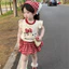 Bộ đồ hoạt hình bé gái Bộ đồ váy ca rô hàng đầu dễ thương thời trang cho bé