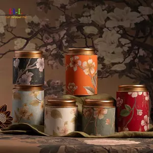 HL Tinh Tế In Hoa Trà Tròn Trà Thiếc Bảo Quản Snas Hộp Bảo Quản Nhà Bếp Kín Hộp Trà Phong Cách Trung Hoa Tiện Lợi LMWU