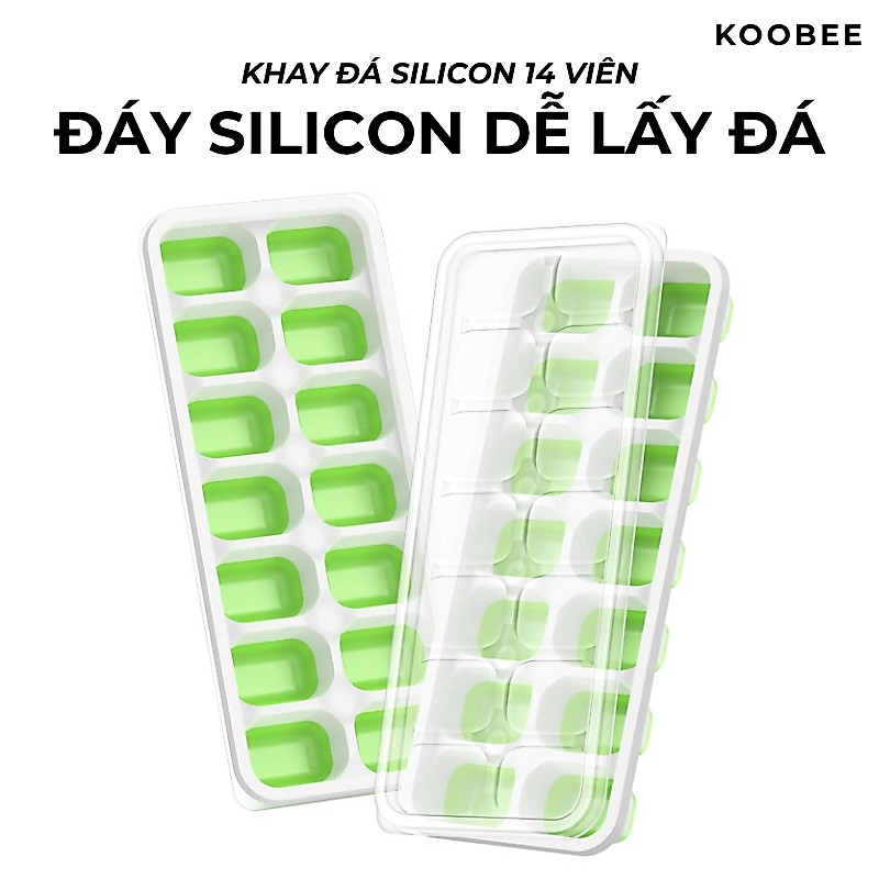 Combo 03 Khay Đá Silicon 14 Viên Có Nắp – Khay Làm Đá, Trữ Đông Đồ Ăn Dặm, Chống Dính Dễ Lấy, Không Mùi An Toàn | 182