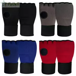 Găng tay đấm bốc tập luyện Muay Thái YUUKII, Găng tay đấm bốc Gel nửa ngón dày thoáng khí MMA, Dây đeo cổ tay dài quấn tay Găng tay bên trong
