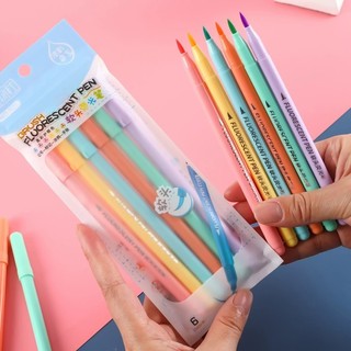 Bút dạ quang đánh dấu ngòi brush viết 6 màu candy tươi sáng cho học tập nghệ thuật tiện dụng hot